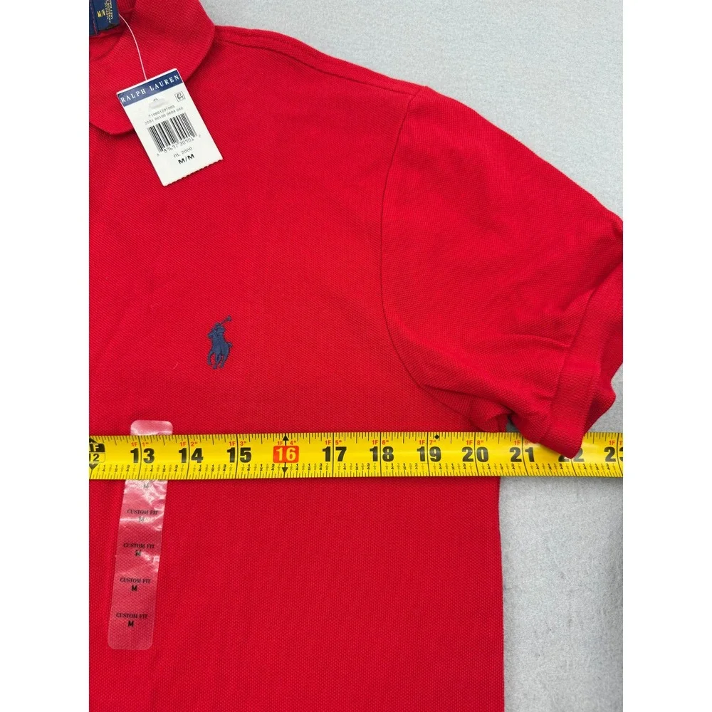 NWT Polo Ralph Lauren Mens M Custom Fit Pique Polo Shirt Red Short Sleeve Preppy
